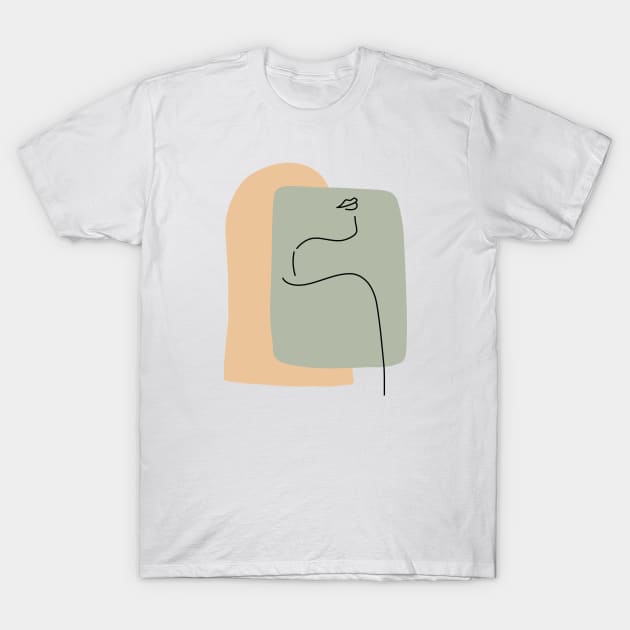 Silhouette Woman Line Drawing Minimalist abstract art T-Shirt by From Mars